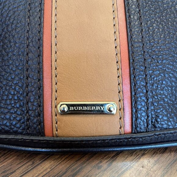 Burberry Calf Leather Dark Brown Wristlet Zip Unisex Handbag Clutch Pouch Bag - Picture 3 of 16